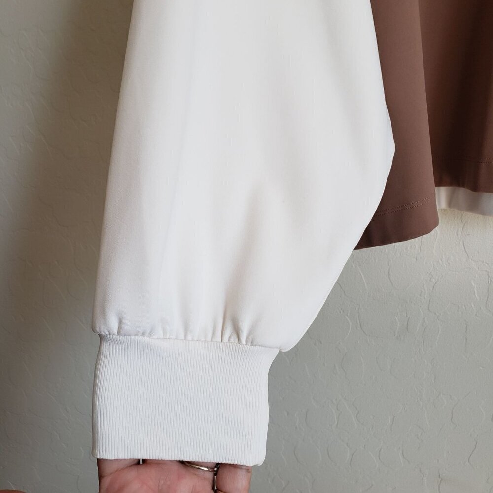Athleta Brown and White Layered-Look Sweatshirt - Picture 8 of 12